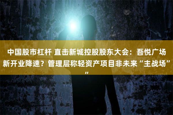 中国股市杠杆 直击新城控股股东大会：吾悦广场新开业降速？管理层称轻资产项目非未来“主战场”