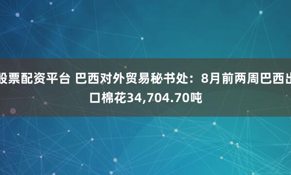 股票配资平台 巴西对外贸易秘书处：8月前两周巴西出口棉花34,704.70吨
